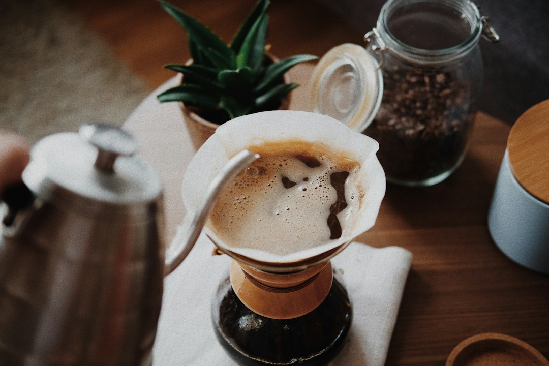 Pouring coffee at sunrise