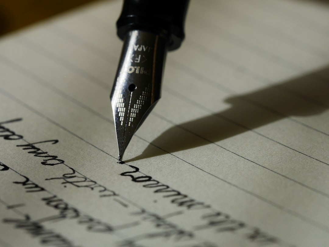 Draft manuscript with fountain pen